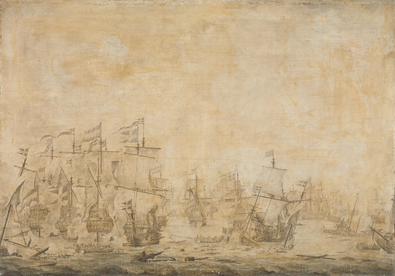 Batalla entre las flotas holandesa y sueca, en el estrecho, 8 de noviembre de 1658 de Willem van de Velde (I) (attributed to)