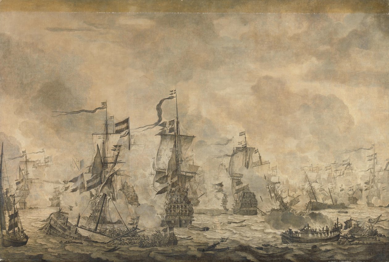 Batalla entre las flotas holandesa y sueca, en el estrecho, 8 de noviembre de 1658 de Willem van de Velde (I)