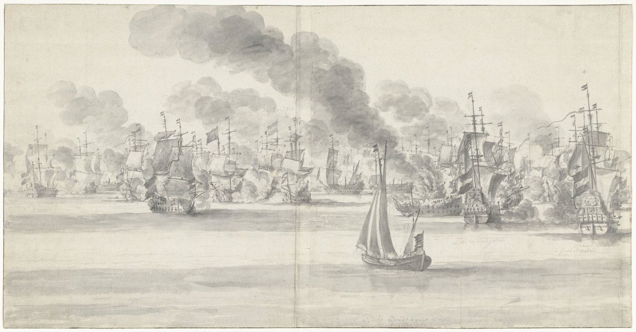 La batalla de Katwijk (página izquierda), 1653 de Willem van de Velde (I)