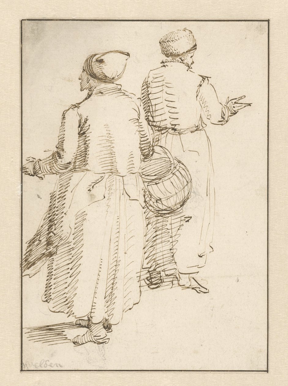 Hombre y mujer vestidos de campesinos, vistos de espaldas de Willem van de Velde (I)
