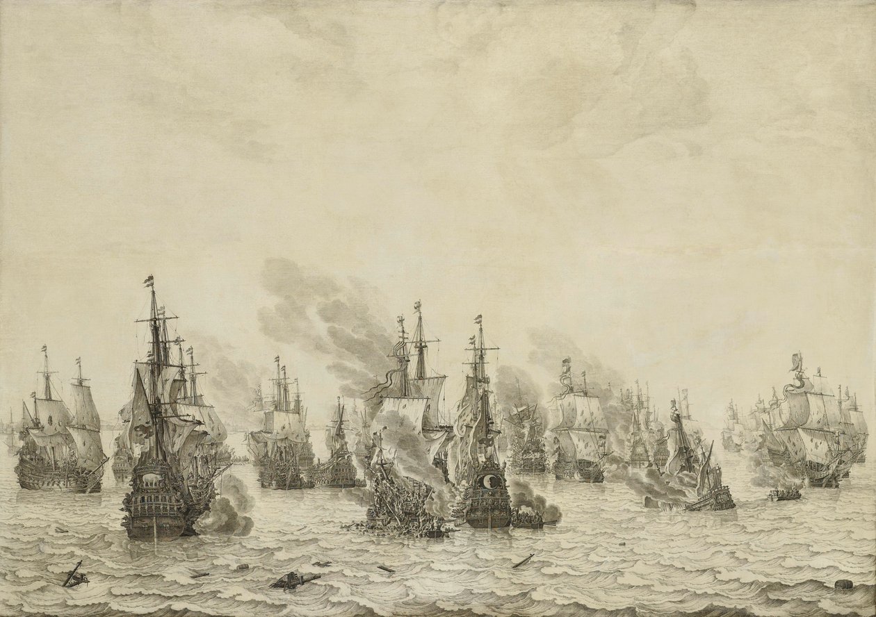 La batalla de Livorno (Leghorn)
La batalla naval de Livorno, 14 de marzo de 1653: episodio de la Primera Guerra Marítima Inglesa (1652-54) de Willem van de Velde (I)