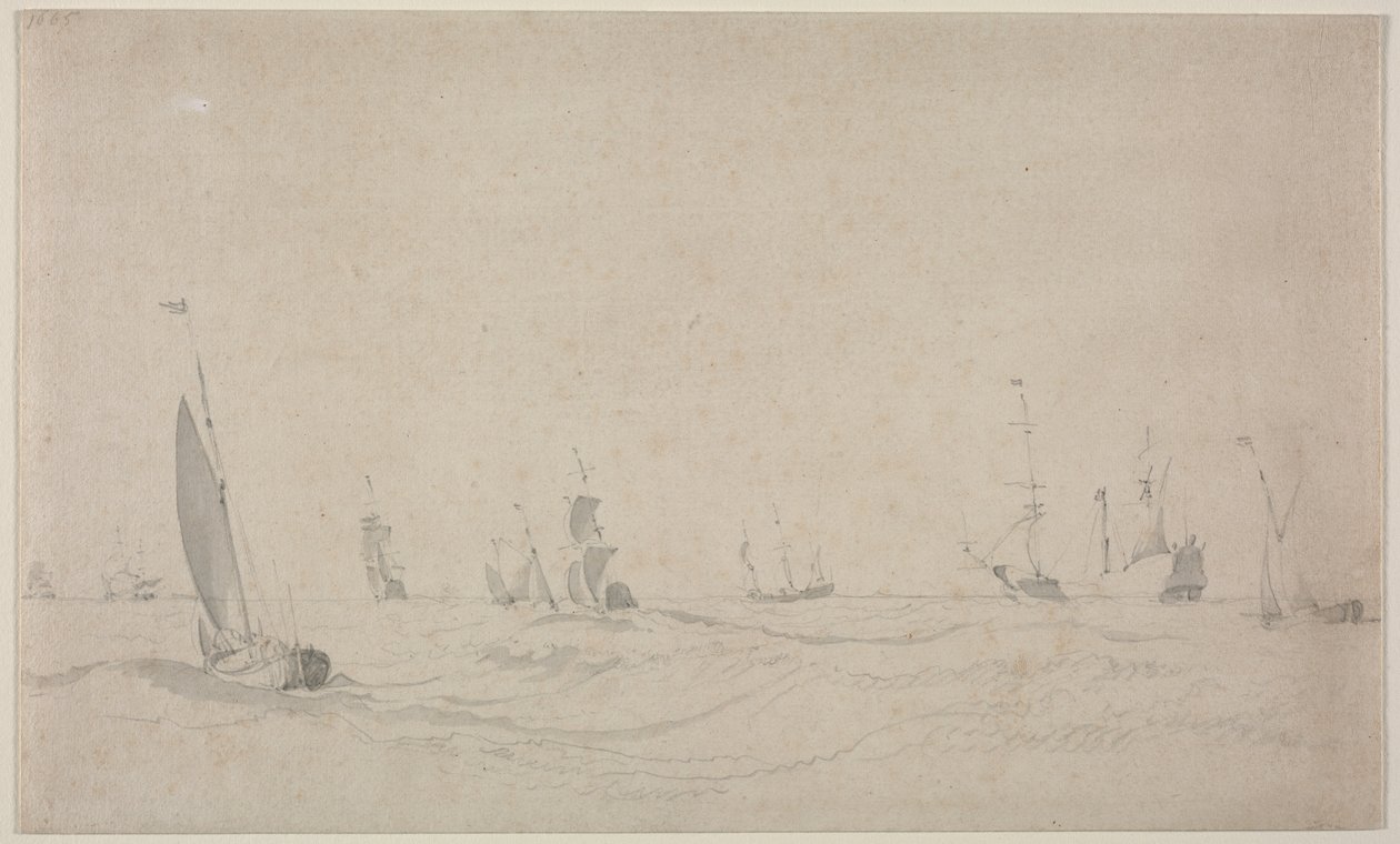 Embarcaciones en un mar agitado de Willem van de Velde