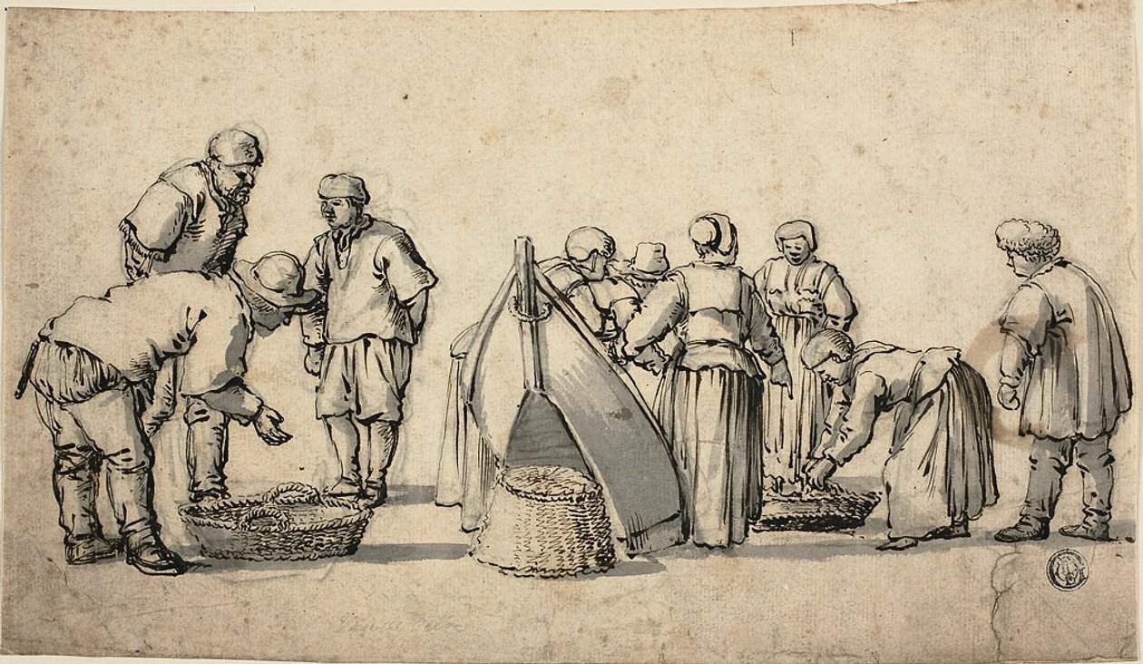 Un mercado de pescado holandés de Willem van de Velde I