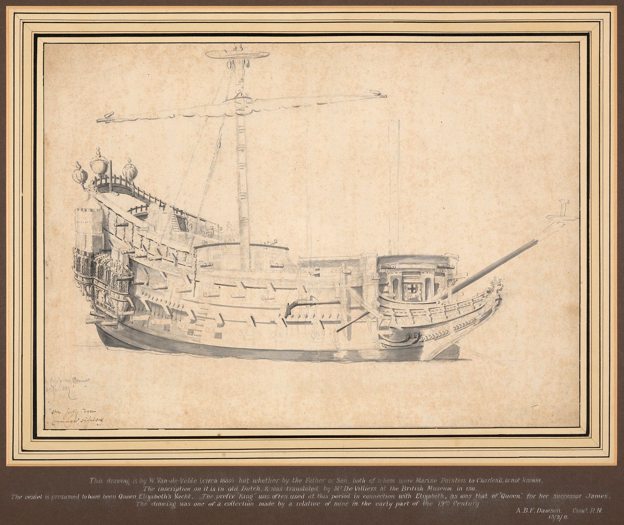 Un barco inglés (¿El León) c.1648 de Willem van de Velde the Elder