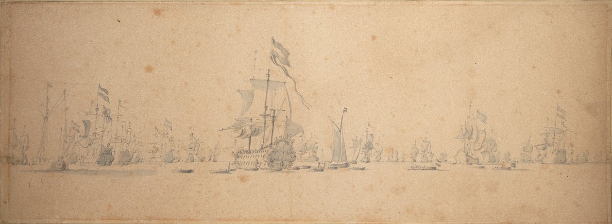 Un consejo de guerra en la flota holandesa de Willem van de the Elder Velde