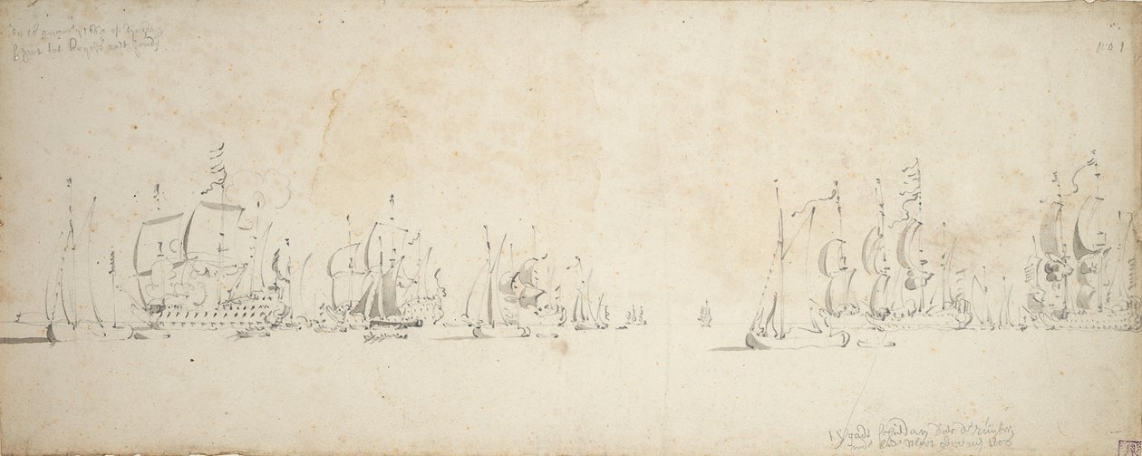 De Ruyter se une a la flota de Tromp en el Mar del Norte, 8-18 de agosto de 1665 de Willem van de the Elder Velde
