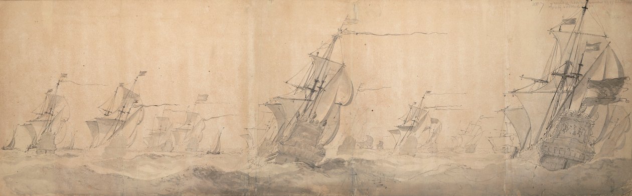Flota holandesa batiendo la costa de las Islas Frisias del Norte 9 [OS] / 19 de octubre de 1658 de Willem van de the Elder Velde