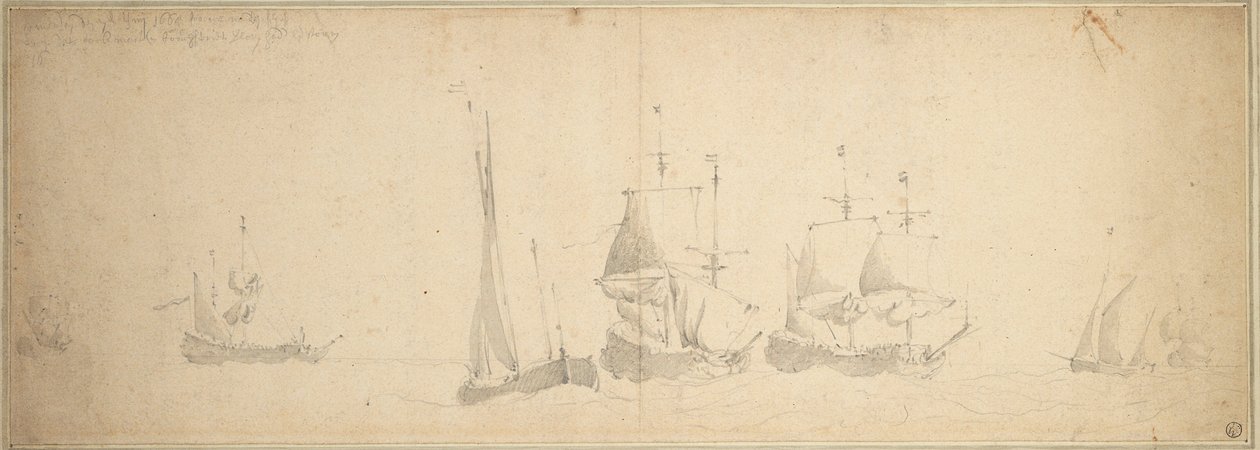 Barcos holandeses en el mar, 28 de mayo-7 de junio de 1665 de Willem van de the Elder Velde