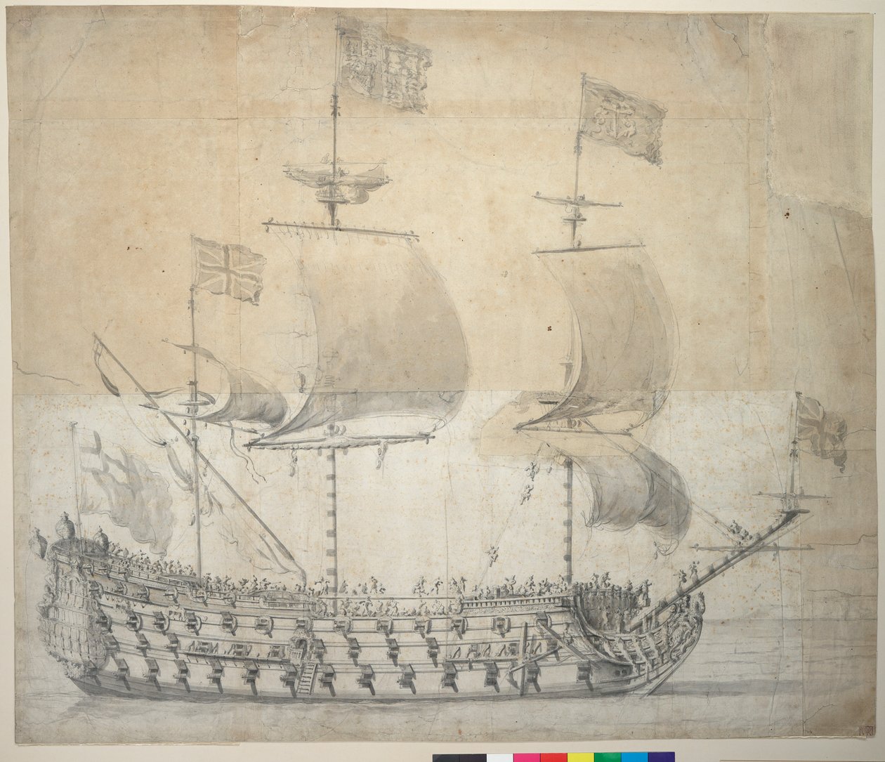 HMS Britannia (dibujo) de Willem van de the Elder Velde
