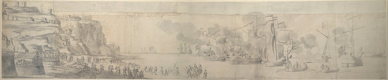 María de Módena desembarcando en Dover, 21 de noviembre-1 de diciembre de 1673, c.1673 (grafito) de Willem van de the Elder Velde
