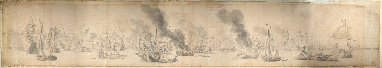 La batalla del Sund, 29 de octubre de 1658, c.1658 (papel) de Willem van de the Elder Velde
