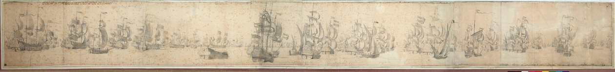 Las flotas inglesa y holandesa al día siguiente de la batalla de Solebay de Willem van de the Elder Velde