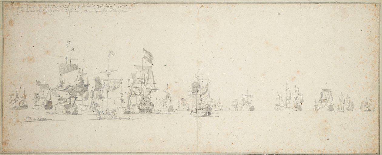 El escuadrón Friesland yace frente a la costa de Escocia de Willem van de the Elder Velde