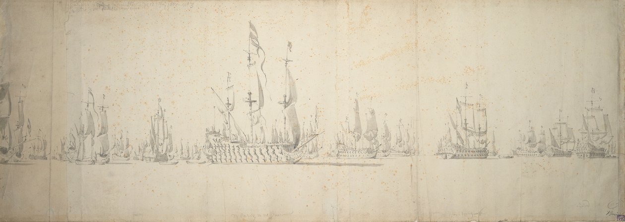 La víspera de la batalla de Lowestoft, 2-12 de junio de 1665 de Willem van de the Elder Velde