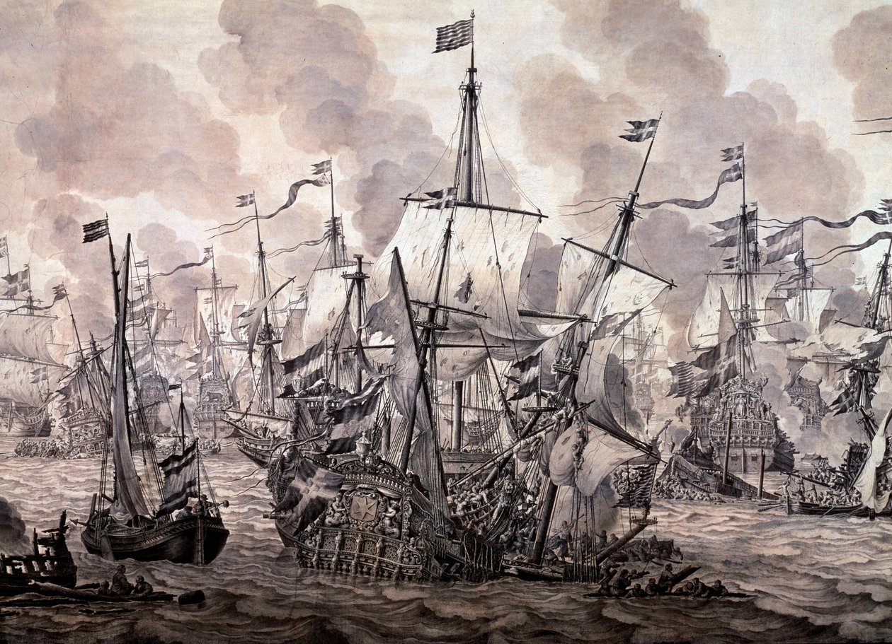 La batalla del Sund entre las flotas holandesa y sueca, 8 de noviembre de 1658 (detalle) de Willem van de the Elder Velde