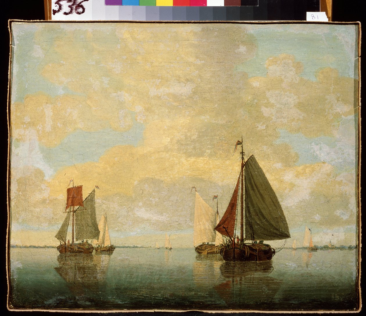 Veleros. Pintura de Willem van de Velde el Joven (1633-1707). Óleo sobre lienzo, 24,5 x 32,5 cm, finales del siglo XVII. Arte flamenco, estilo barroco. Museo del Hermitage, San Petersburgo. de Willem van de Velde the Younger