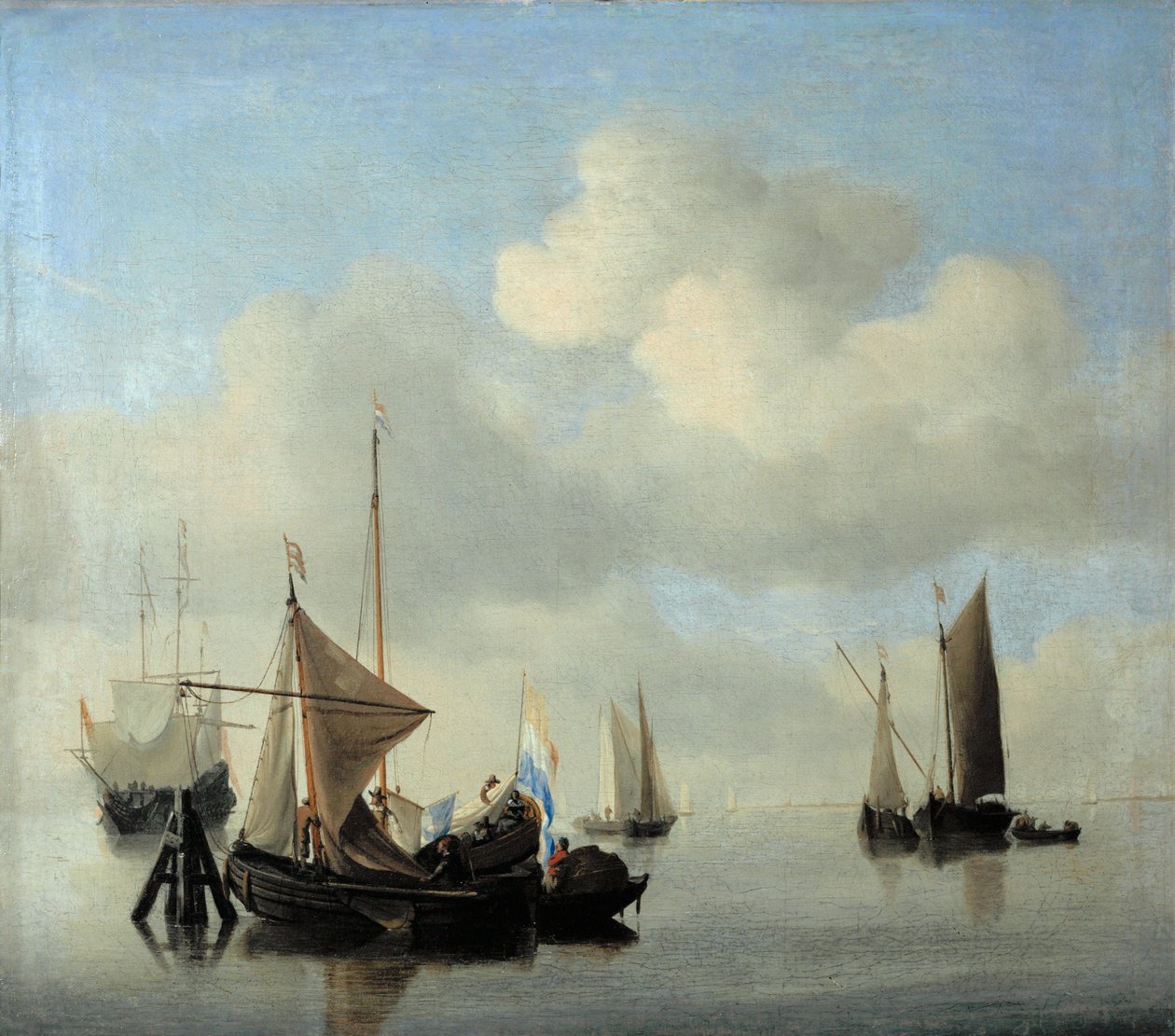 Marina en tiempo de calma ... de Willem van de the Younger Velde