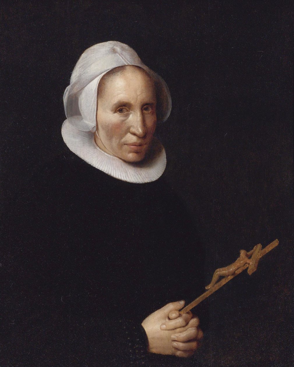 Una señora con un crucifijo en la mano de Willem van der Vliet