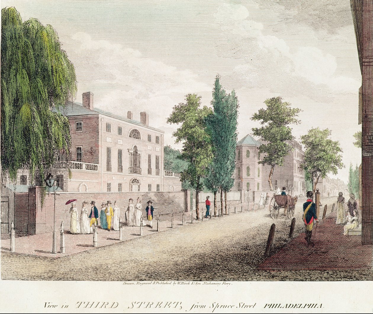Vista de la calle 3 desde la calle Spruce, Filadelfia de William and Son Birch