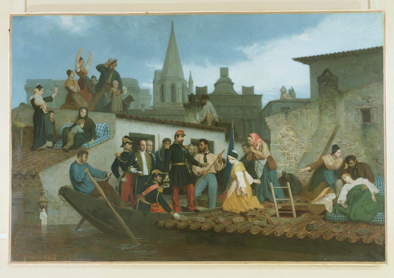 Napoleón III (1808-73) visitando a las víctimas de la inundación de Tarascón en junio de 1856 de William Adolphe Bouguereau