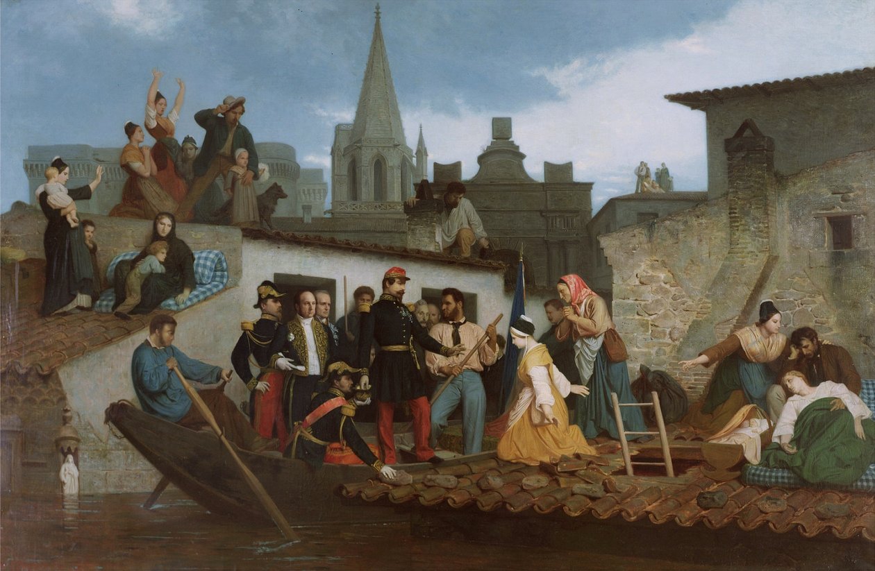 Napoleón III visitando a las víctimas de la inundación de Tarascón de William Adolphe Bouguereau