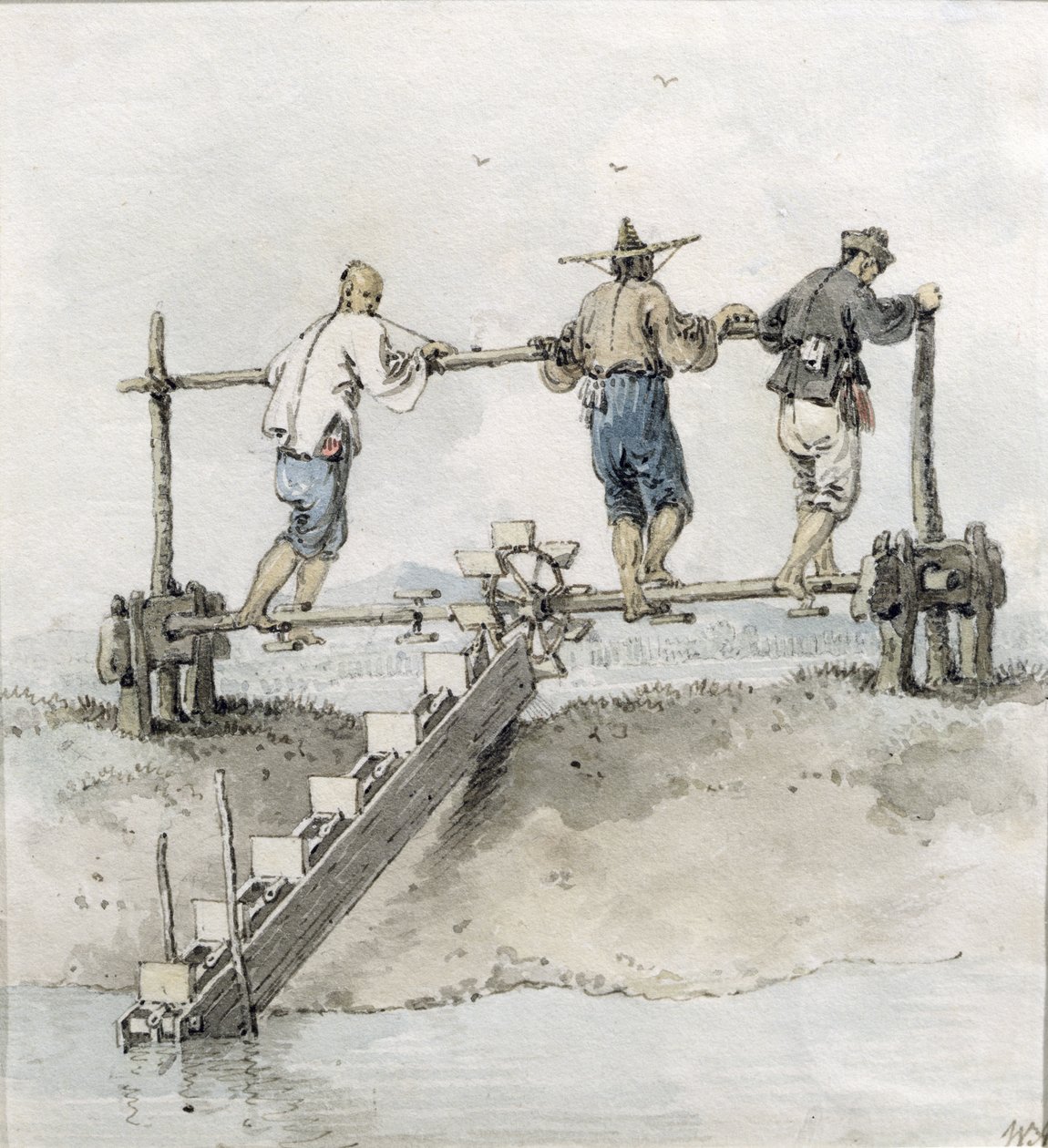 Trabajadores chinos trabajando en un río de William Alexander