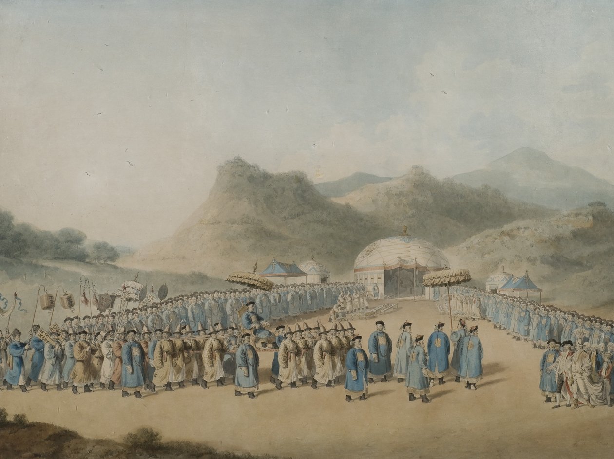 La llegada del Emperador de China a su tienda en Tartaria para recibir al embajador británico, 1799 de William Alexander