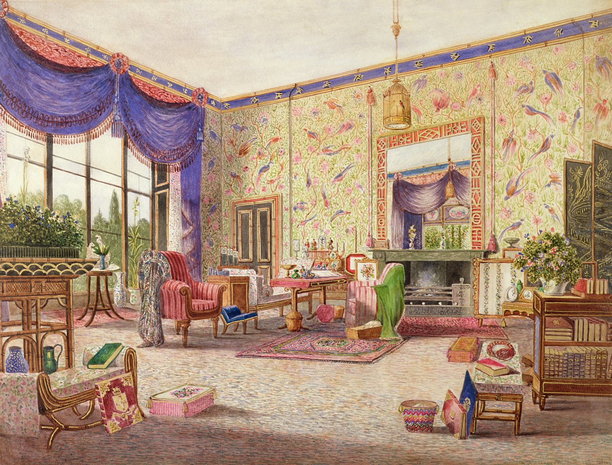 El interior del salón chino, Middleton Park, Oxfordshire, 1840 de William Alfred Delamotte