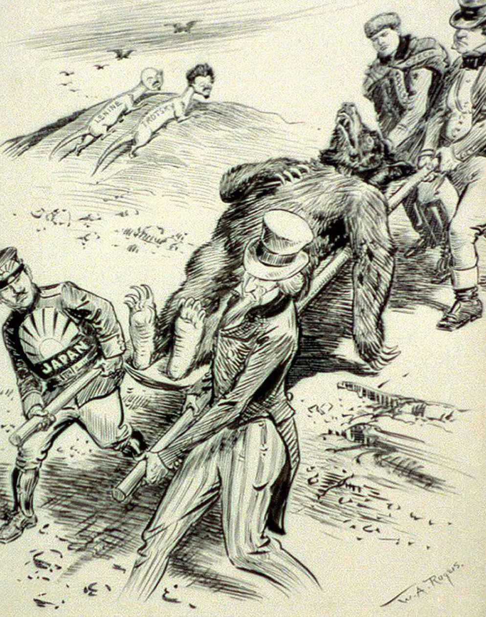 Un caso hospitalario, caricatura anticomunista, publicada durante el Red Scare, 1918 de William Allen after Rogers