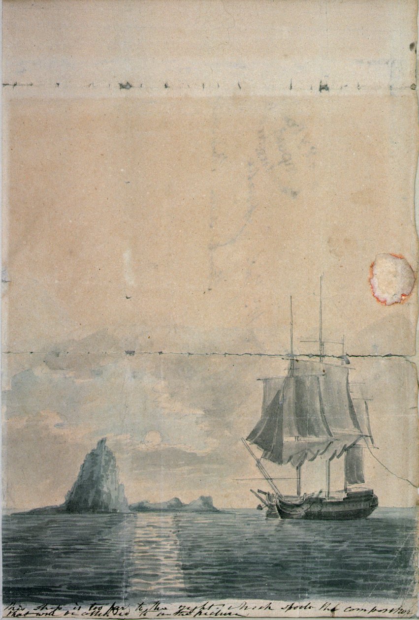 Un paisaje marino, (diseño de boceto, uno de dos) de William Anderson