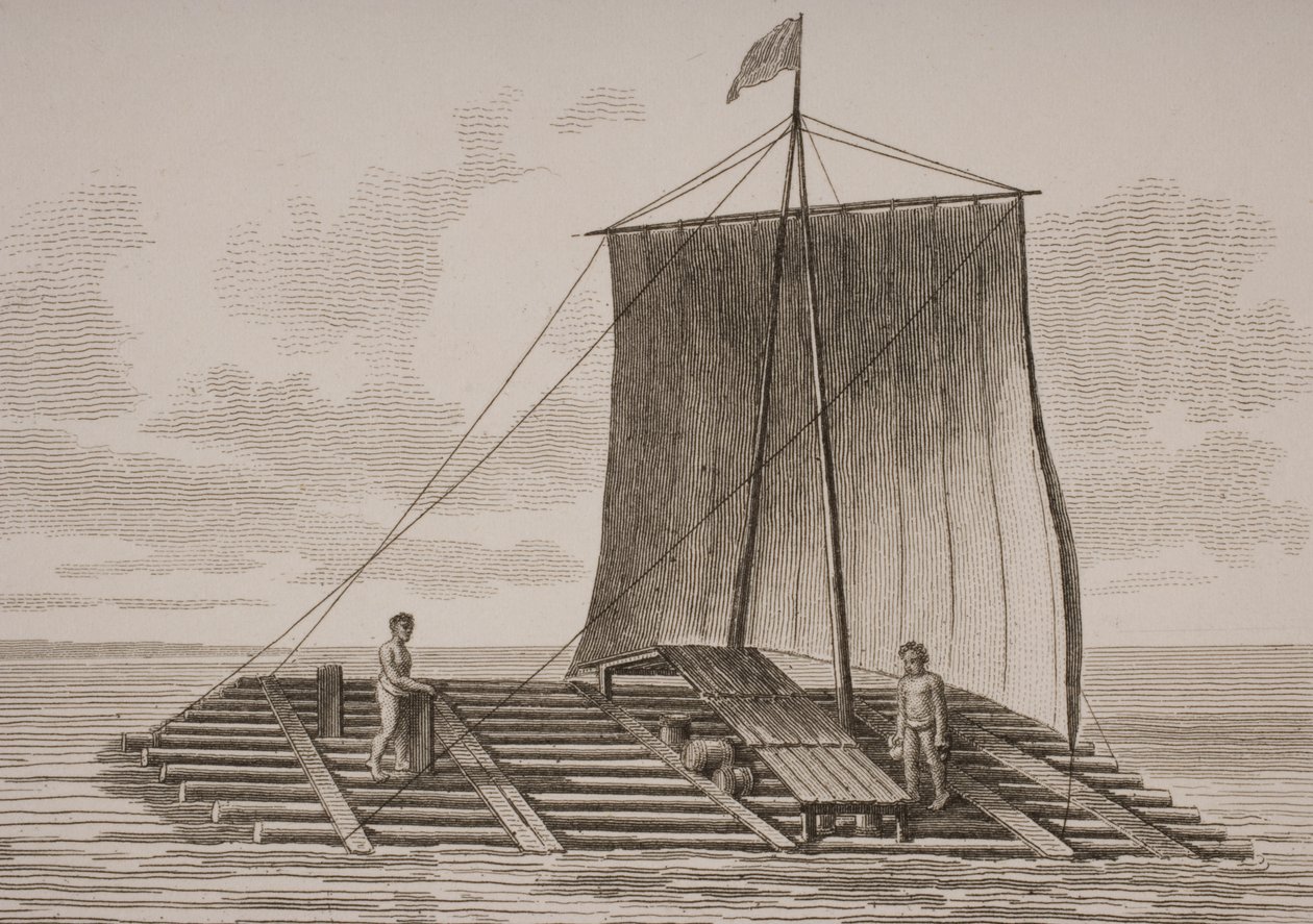 Balsa de madera bolsa sudamericana, grabado por Thomas Milton (1743-1827) 1820 de William Anderson