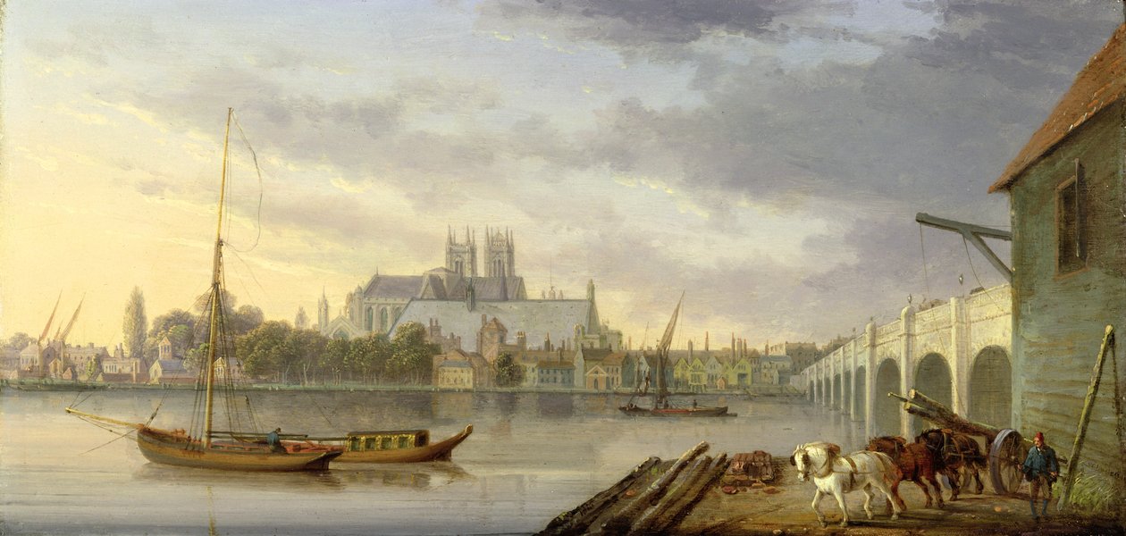 Vista del Puente de Westminster y la Abadía desde el lado sur, 1818 de William Anderson