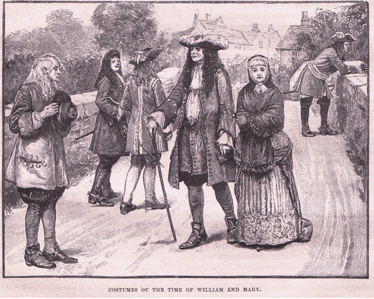 Trajes de la época de Guillermo y María AD 1694 de William Barnes Wollen