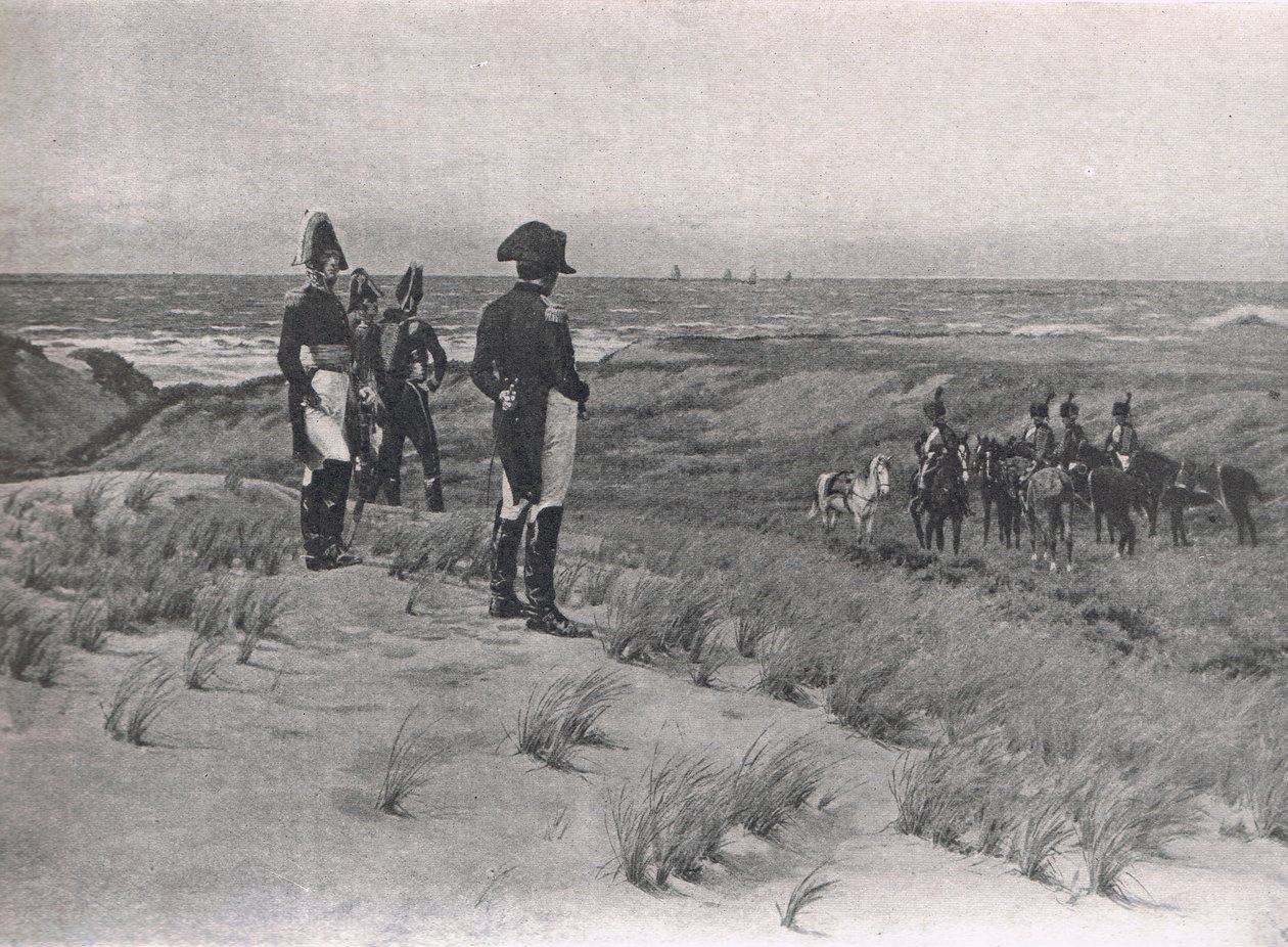 Napoleón observa el Canal de la Mancha, ilustración de 