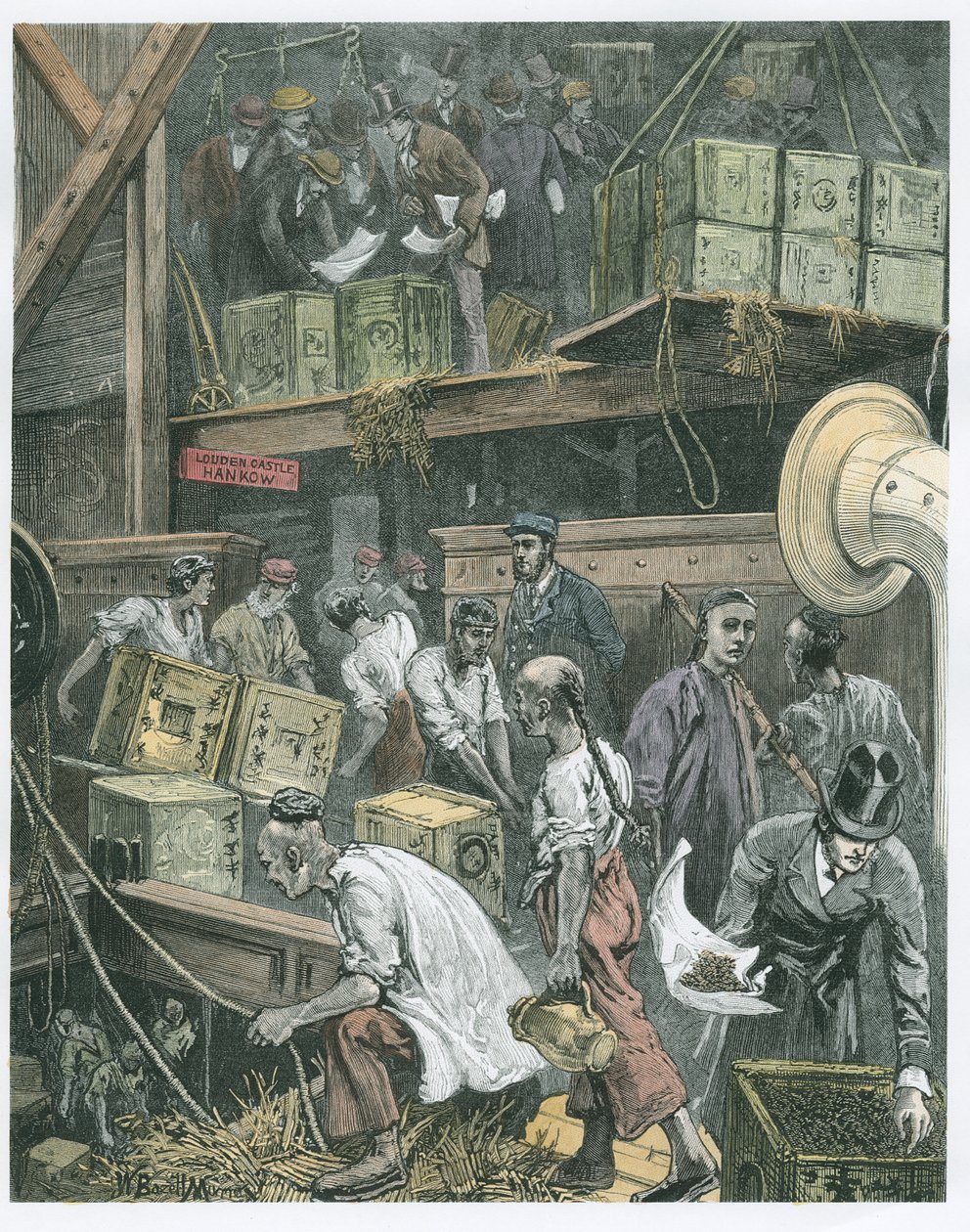 Descargando a Granel a Bordo de un Barco de Té en los Muelles de Londres de William Bazett Murray