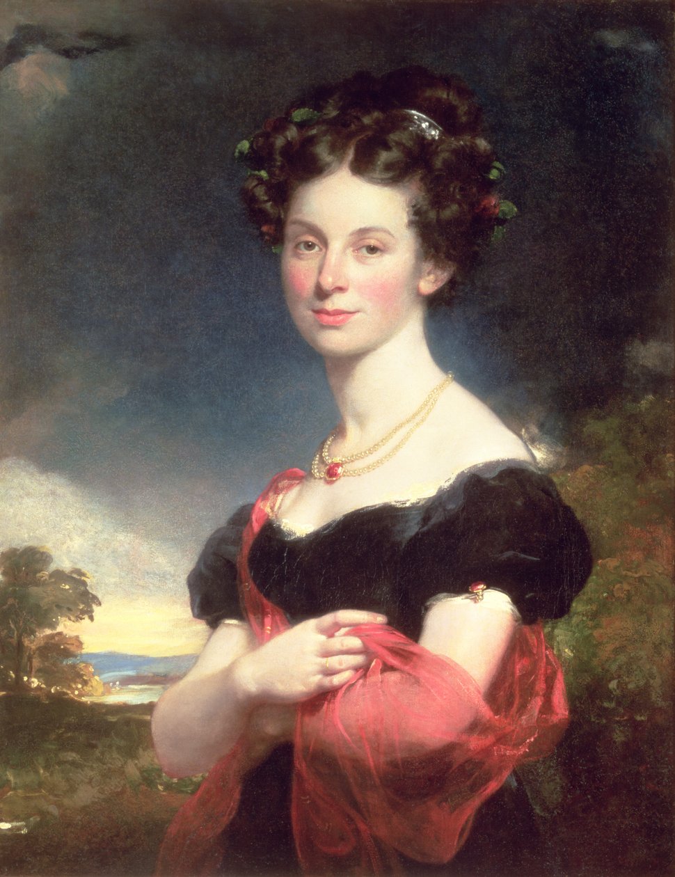 Retrato de una dama con vestido negro, 1825 de William Beechey