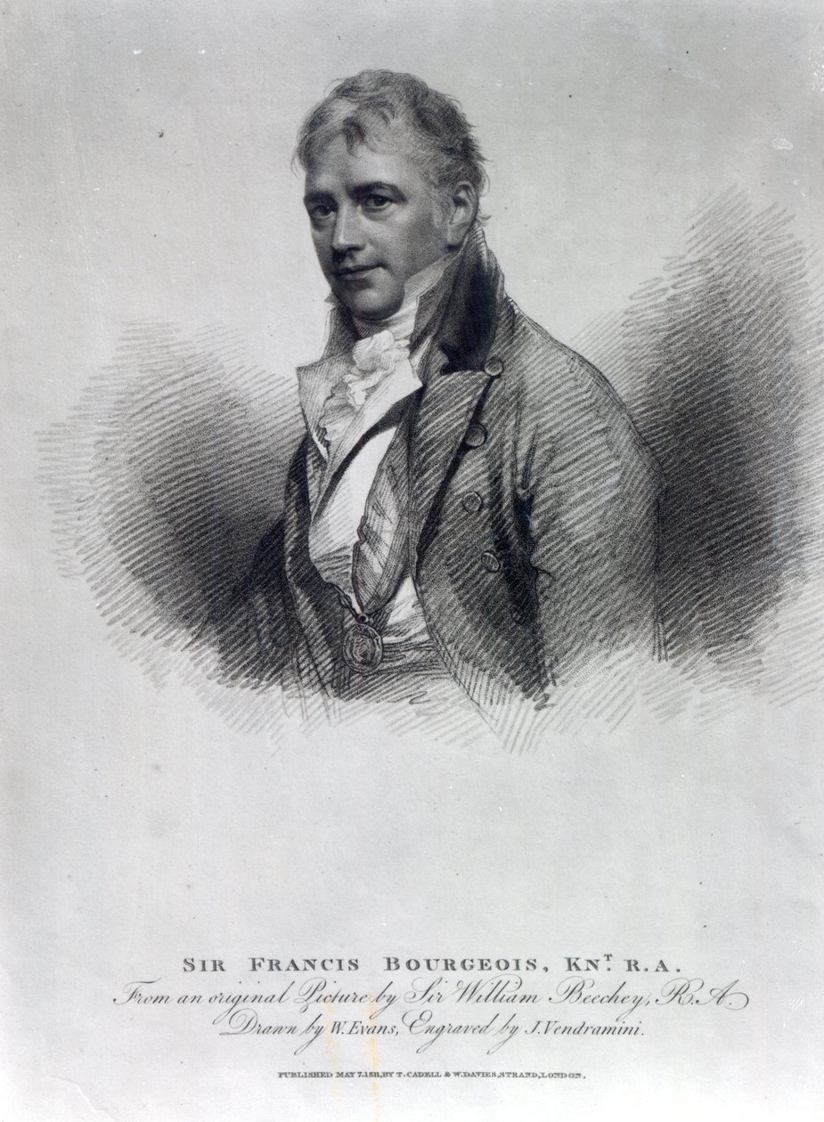 Sir Francis Bourgeois, después de un dibujo de W. Evans, grabado por J. Vendramini de William Beechey