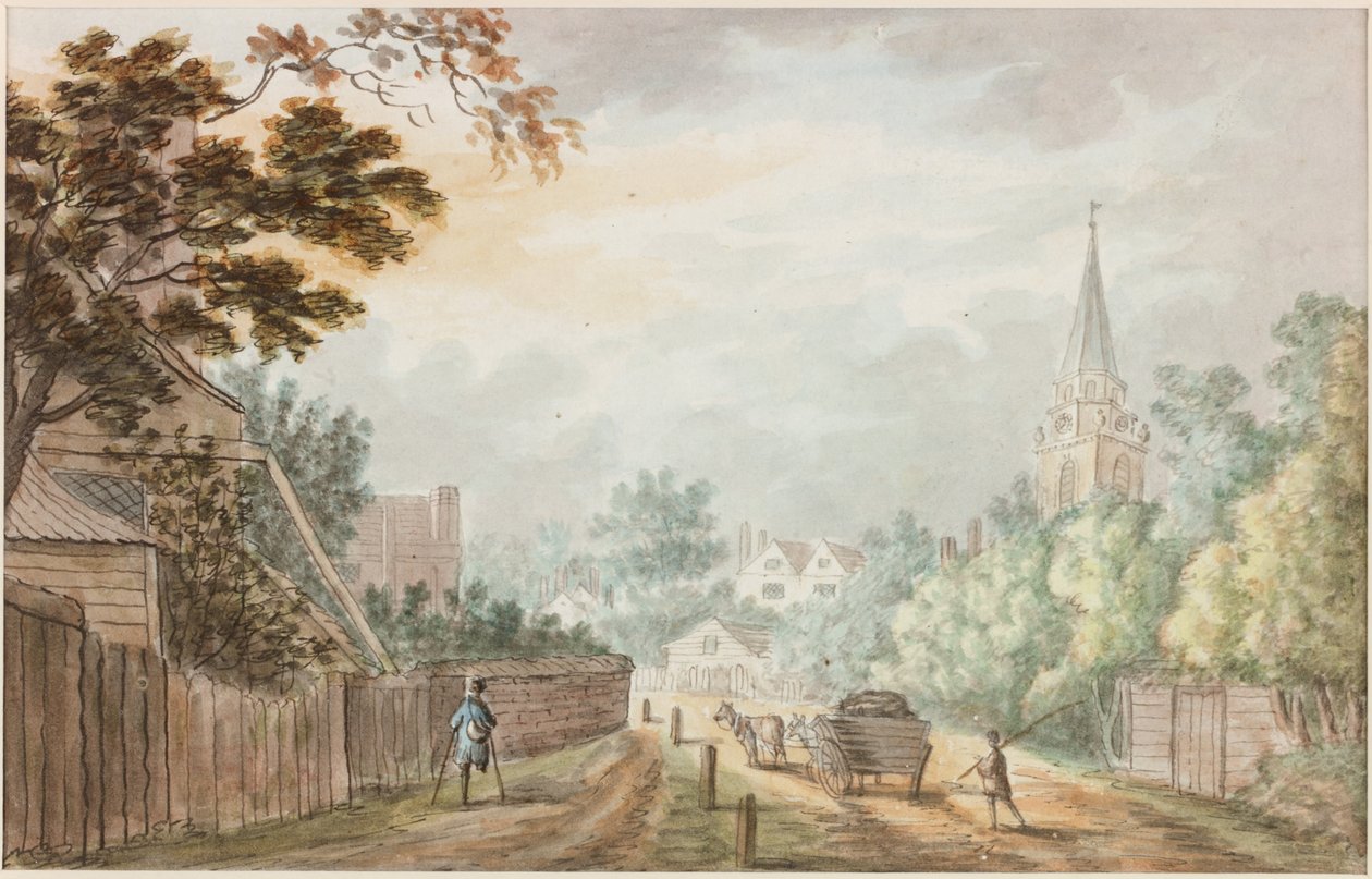 Vista en el camino cerca de Battersea Fields de William Beilby