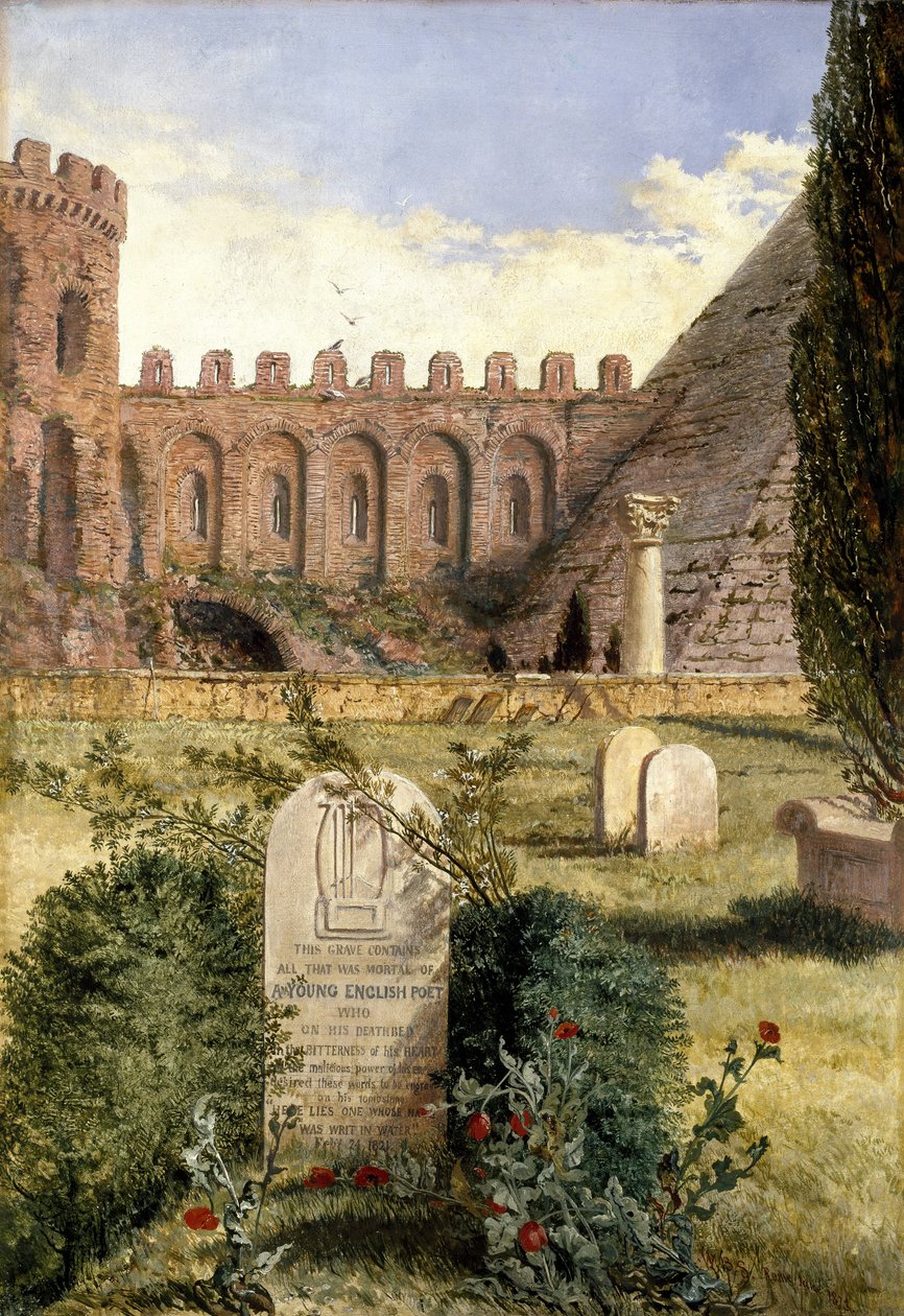 Tumba de Keats en el antiguo cementerio protestante en Roma, 1873 de William Bell Scott