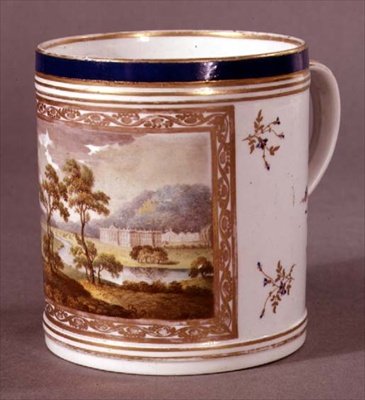 Taza de Pinxton, pintada con una vista de Chatsworth, c.1800 de William Billingsley