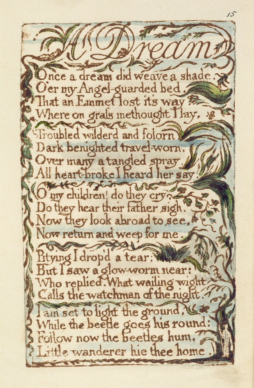 Un Sueño, ilustración de Canciones de Inocencia y de Experiencia (Bentley Copy L) pl.15 (Bentley 26) de William Blake