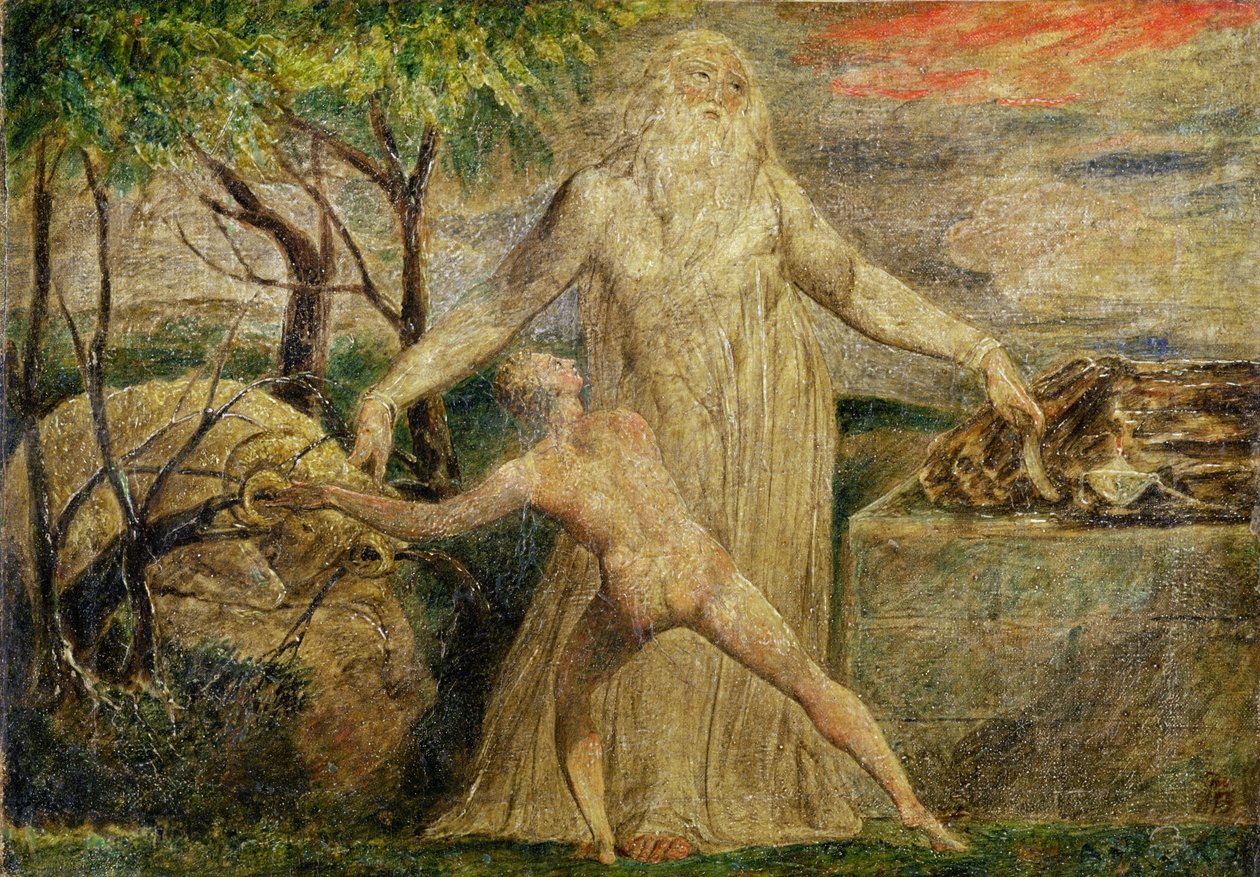 Abraham e Isaac, 1799-1800 de William Blake