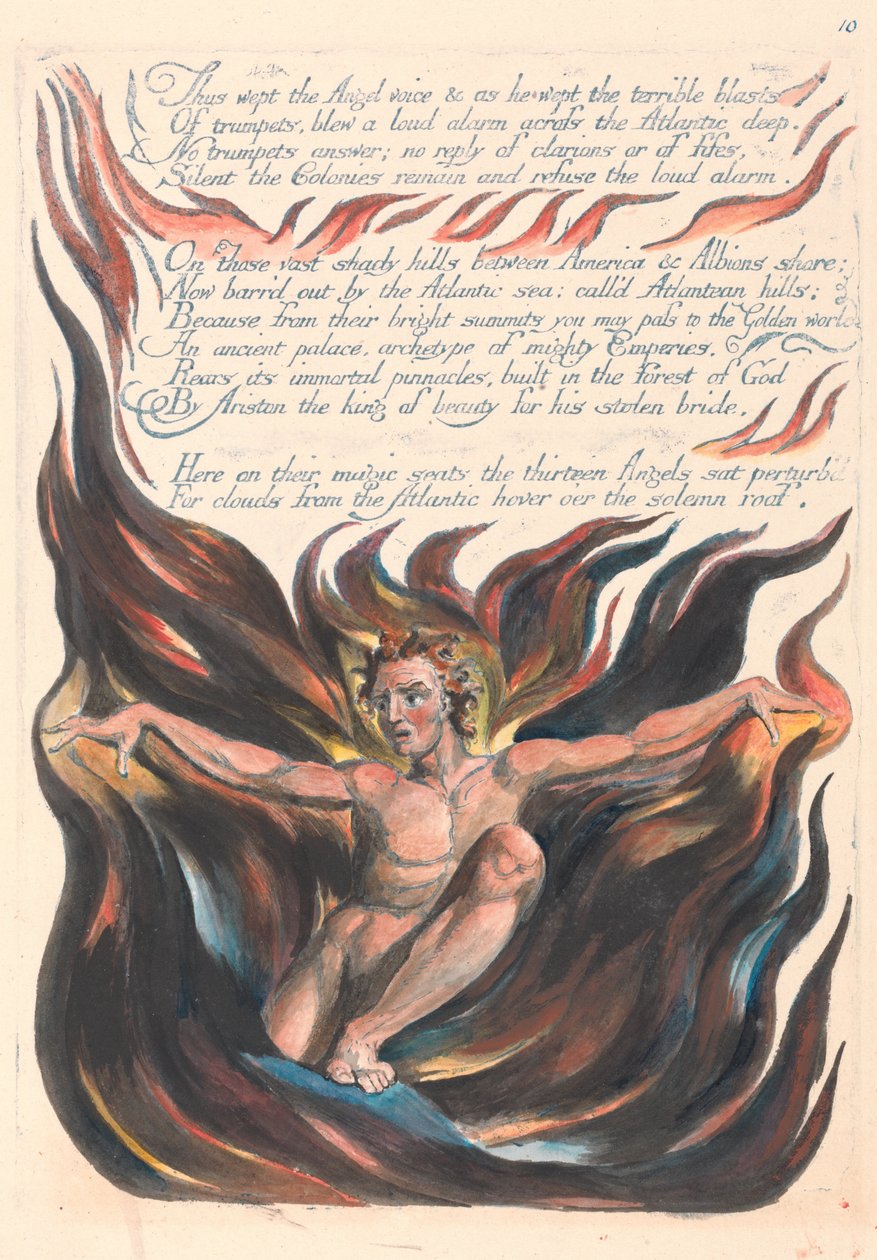 América. Una profecía, Placa 12, Así lloró la voz del ángel... de William Blake
