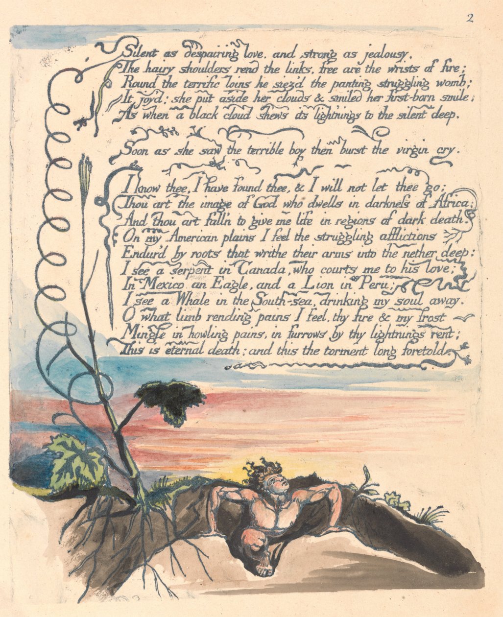 América. Una profecía, Placa 4 de William Blake