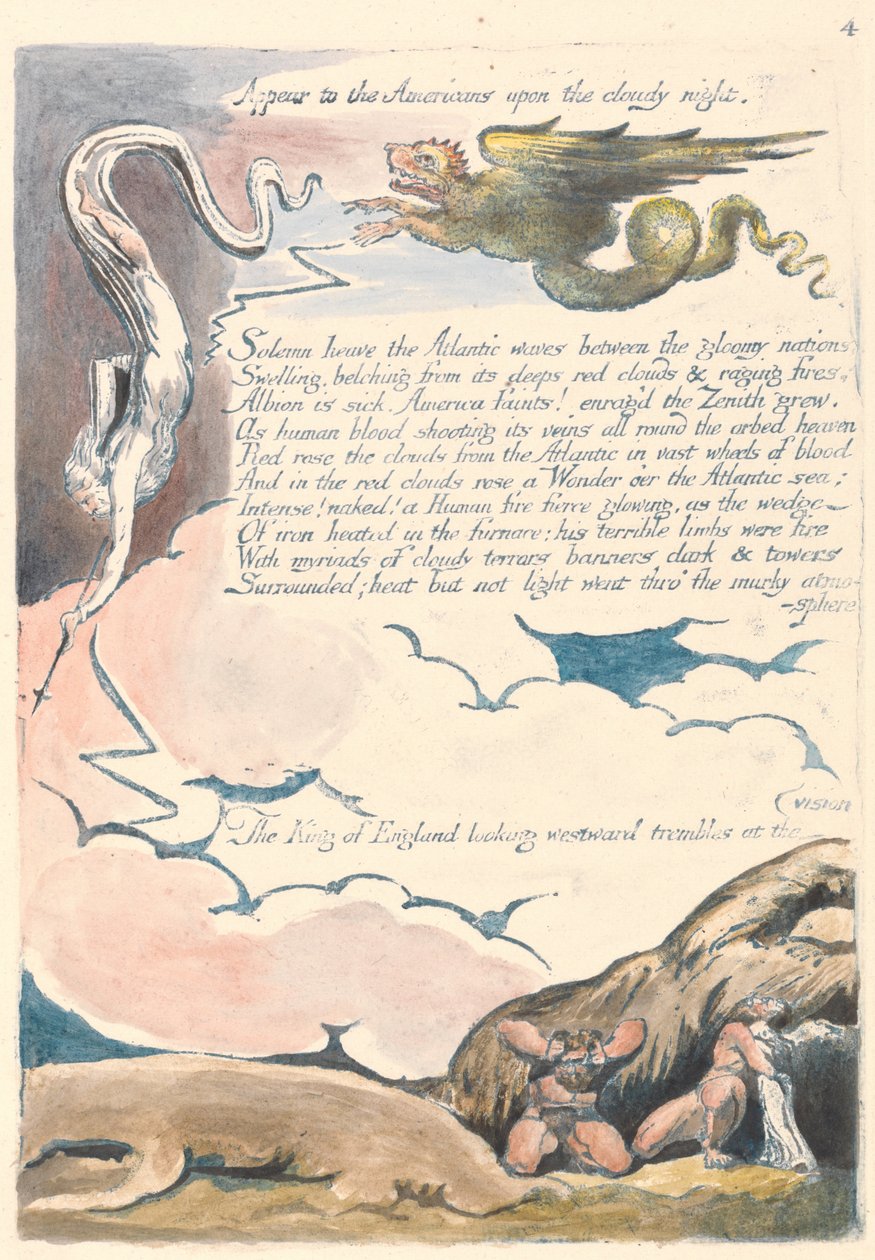 América. Una profecía, Placa 6, Aparece a los americanos... de William Blake