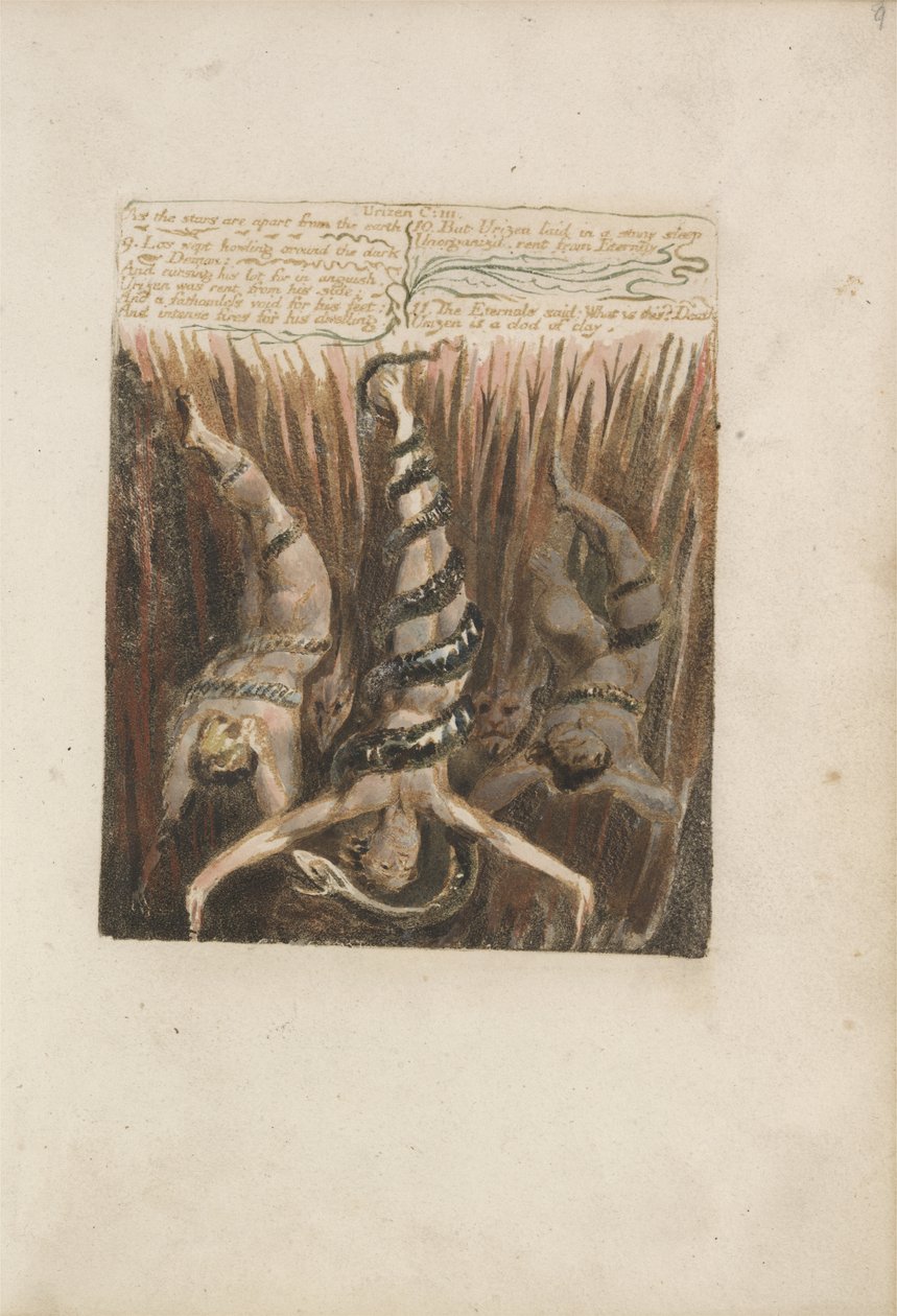 Como las estrellas están separadas de la tierra..., placa 9 de El Primer Libro de Urizen, 1794 de William Blake