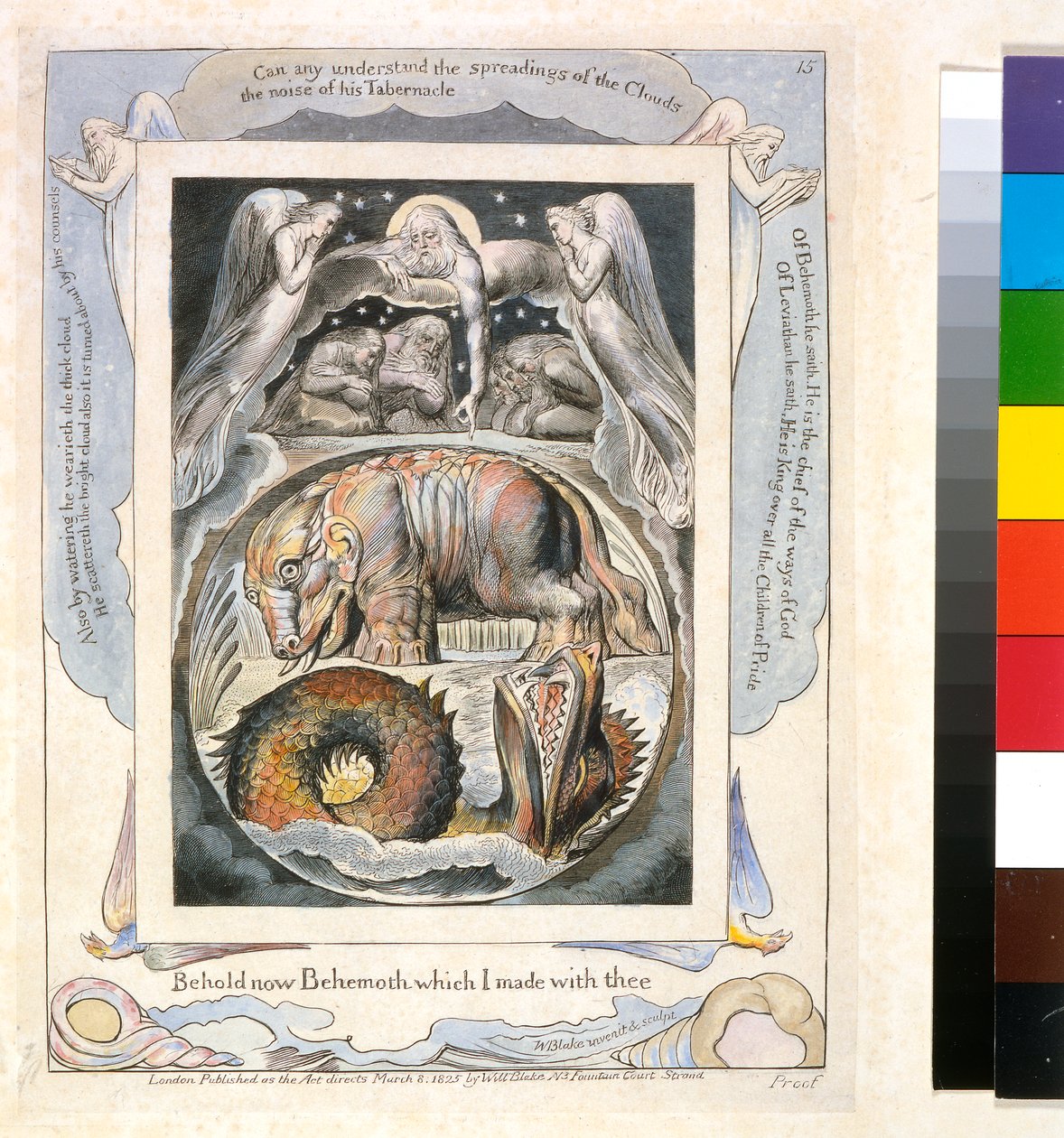 Behemoth y Leviatán del Libro de Job (pl.15), c.1793 de William Blake