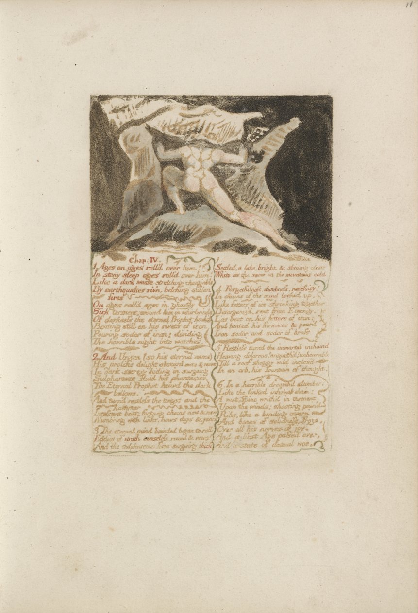 Cap: IV, Edades sobre edades rodaron sobre él..., placa 13 de El Primer Libro de Urizen, 1794 de William Blake