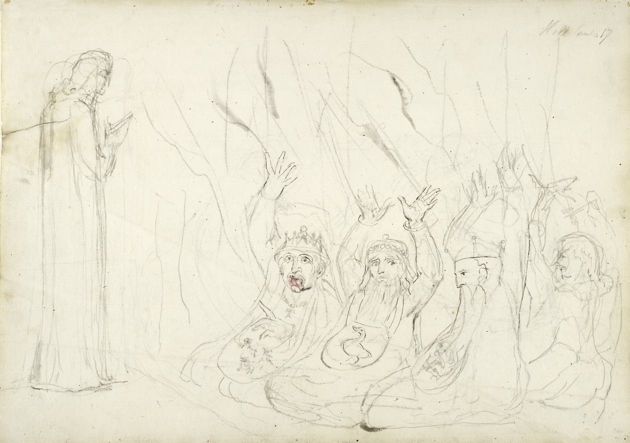 Dante y los Usureros, ilustración de la Divina Comedia de Dante Alighieri, 1824-27 de William Blake