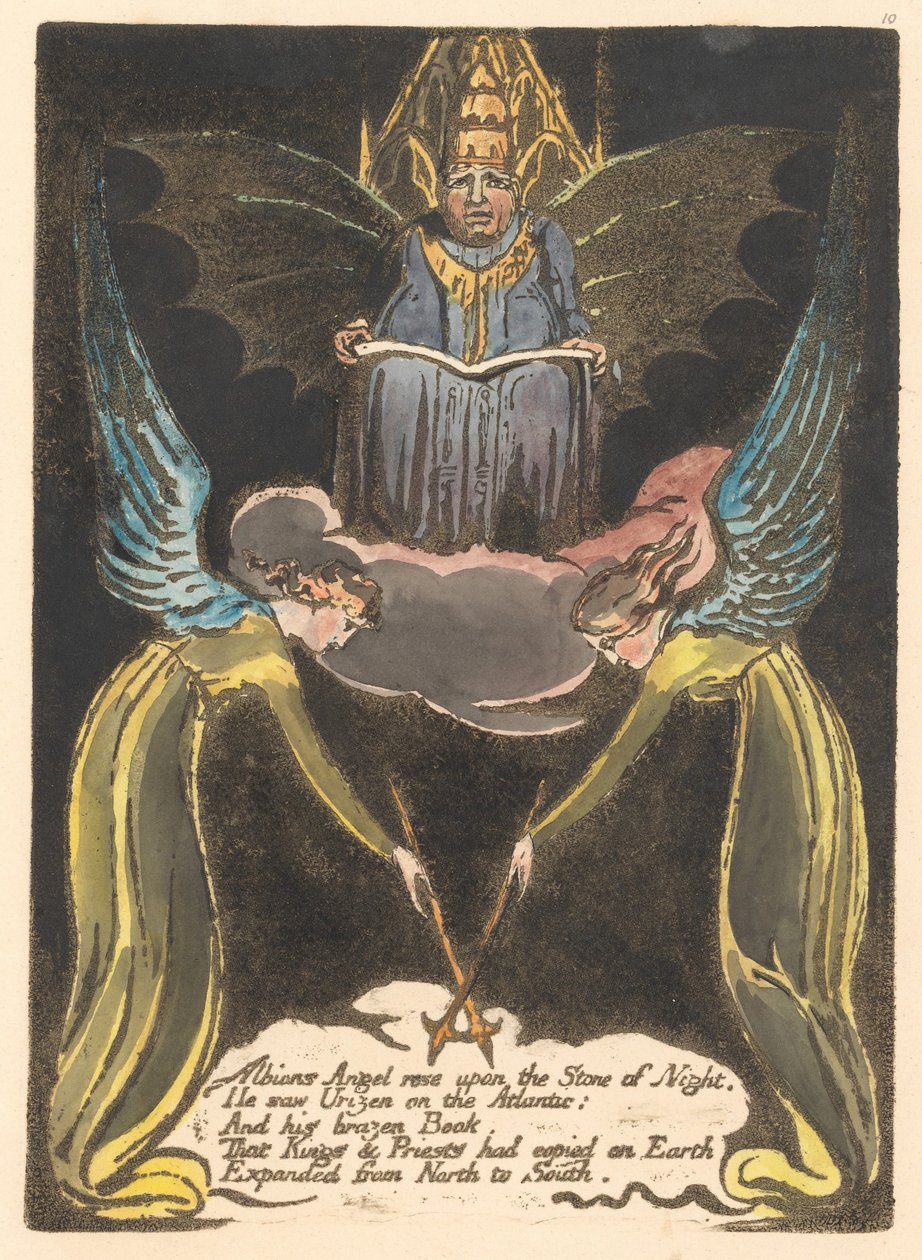Europa. Una profecía, Placa 12, El ángel de Albión se levantó... (Bentley 14) de William Blake